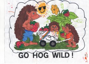 Color Contest Winning Entry, hedgehogs in wheelbarrow, added sun.